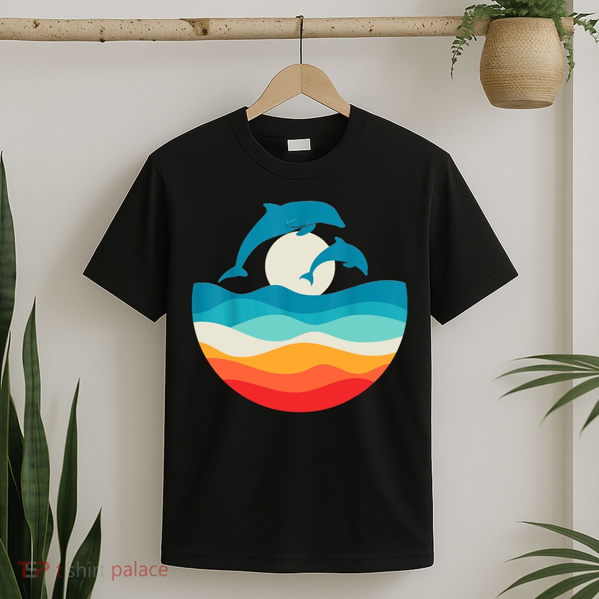 Vintage Retro Summer Time Beach Dolphin T-Shirt