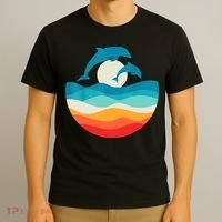 Vintage Retro Summer Time Beach Dolphin T-Shirt thumb 3