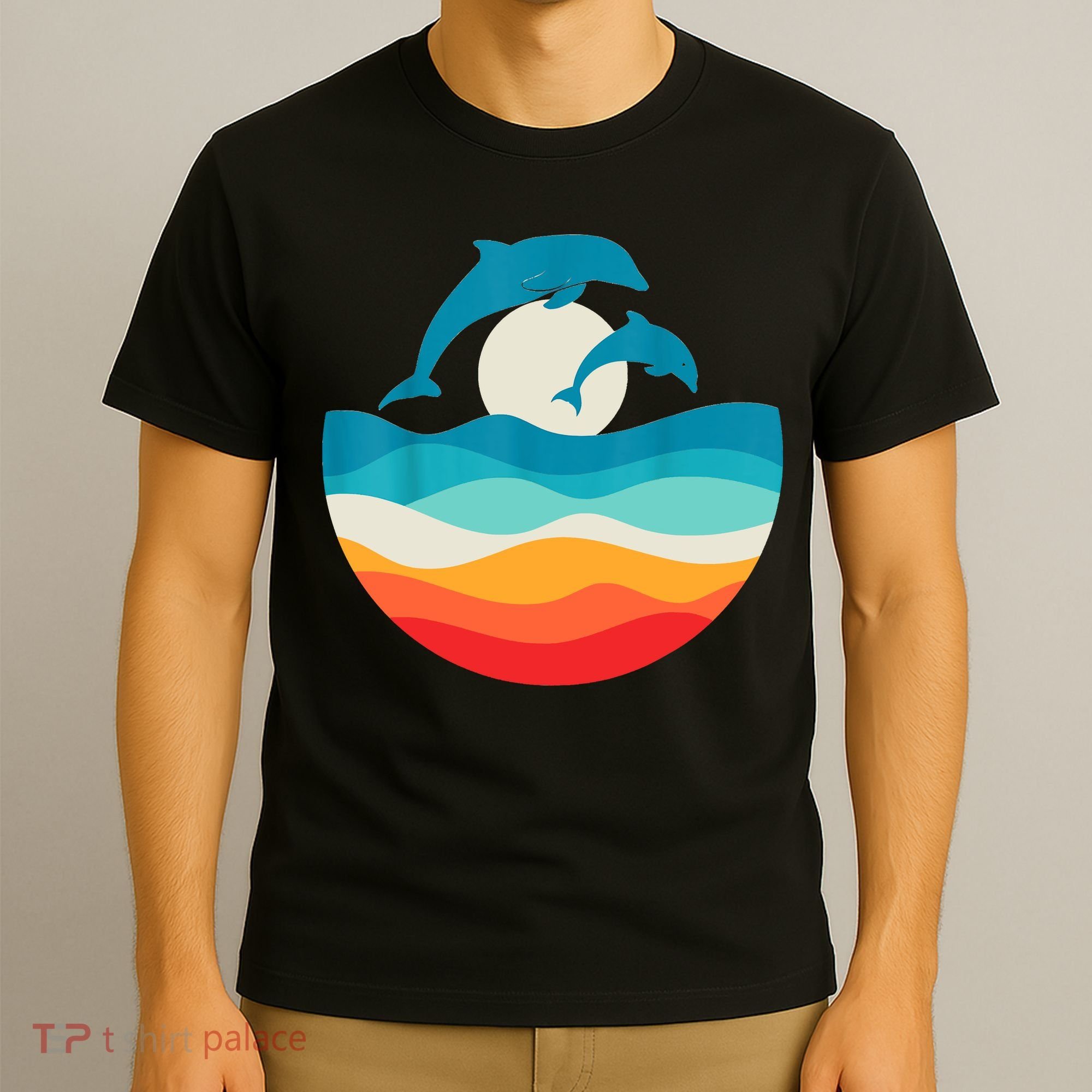 Vintage Retro Summer Time Beach Dolphin T-Shirt