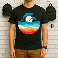 Vintage Retro Summer Time Beach Dolphin T-Shirt thumb 6