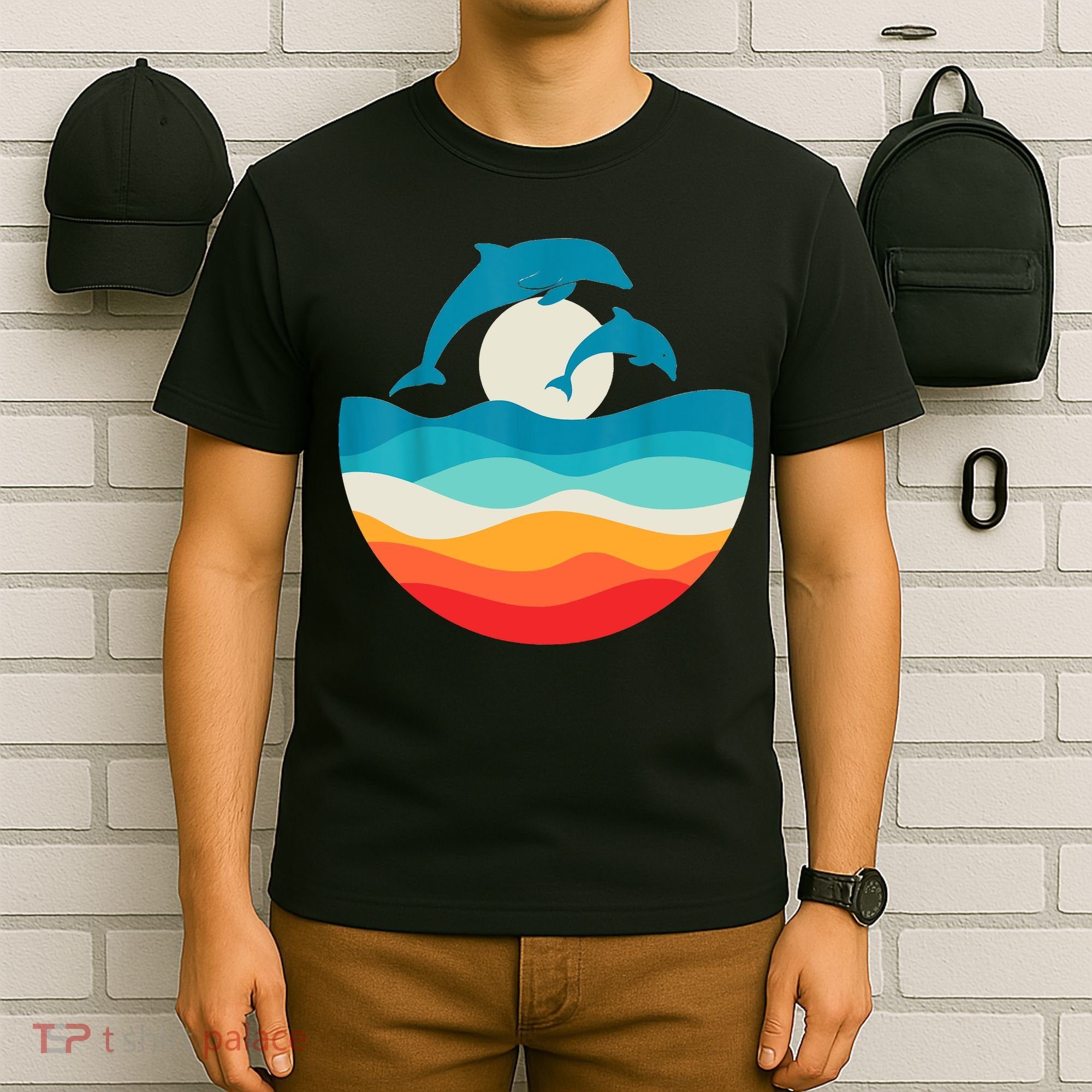 Vintage Retro Summer Time Beach Dolphin T-Shirt