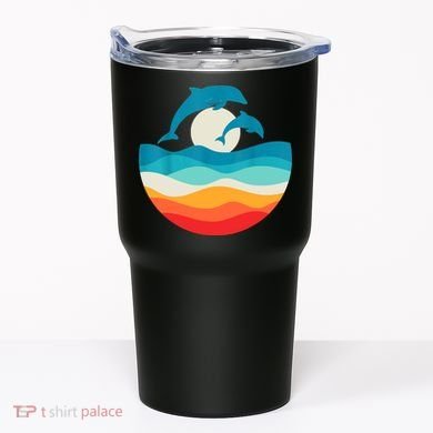 Vintage Retro Summer Time Beach Dolphin Tumbler