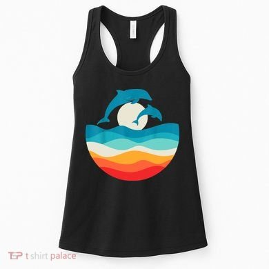 Vintage Retro Summer Time Beach Dolphin Women's Tank Top