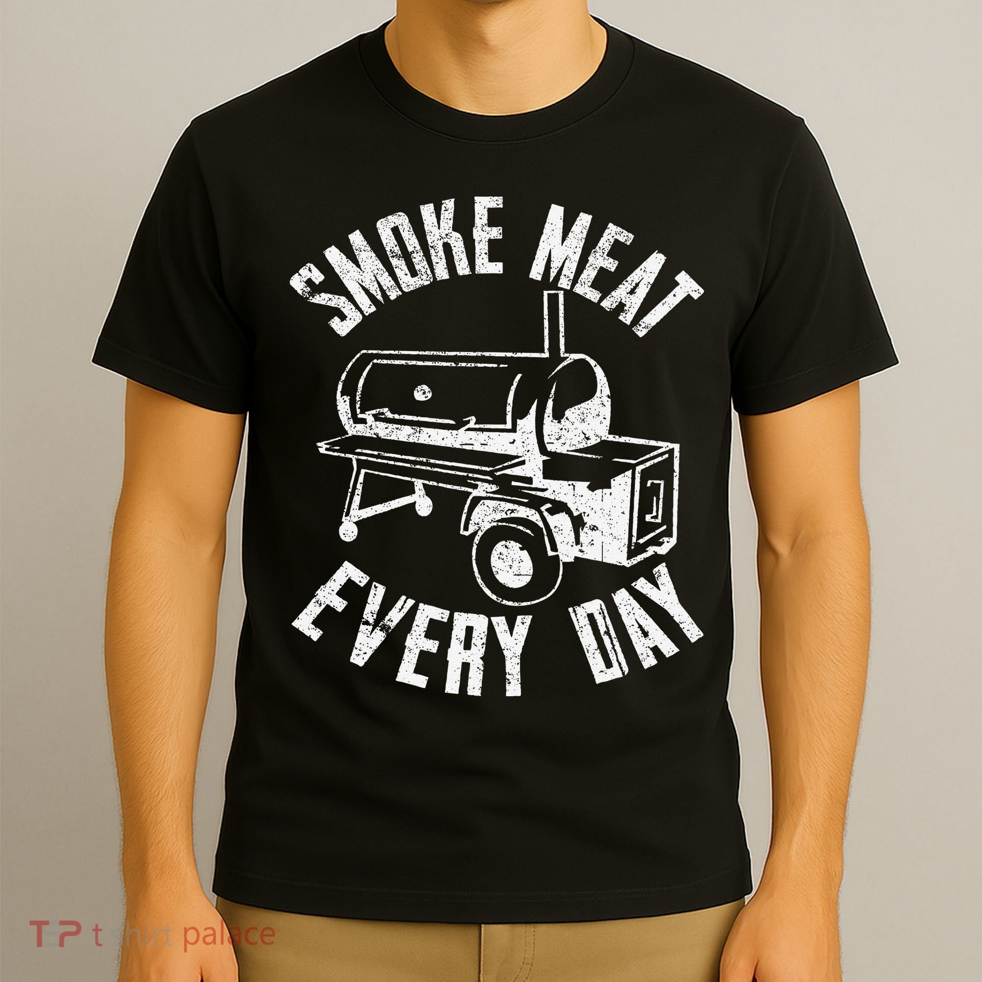 Vintage Retro Smoke Meat Everyday Funny BBQ Smoker Grilling T-Shirt