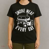 Vintage Retro Smoke Meat Everyday Funny BBQ Smoker Grilling T-Shirt thumb 4