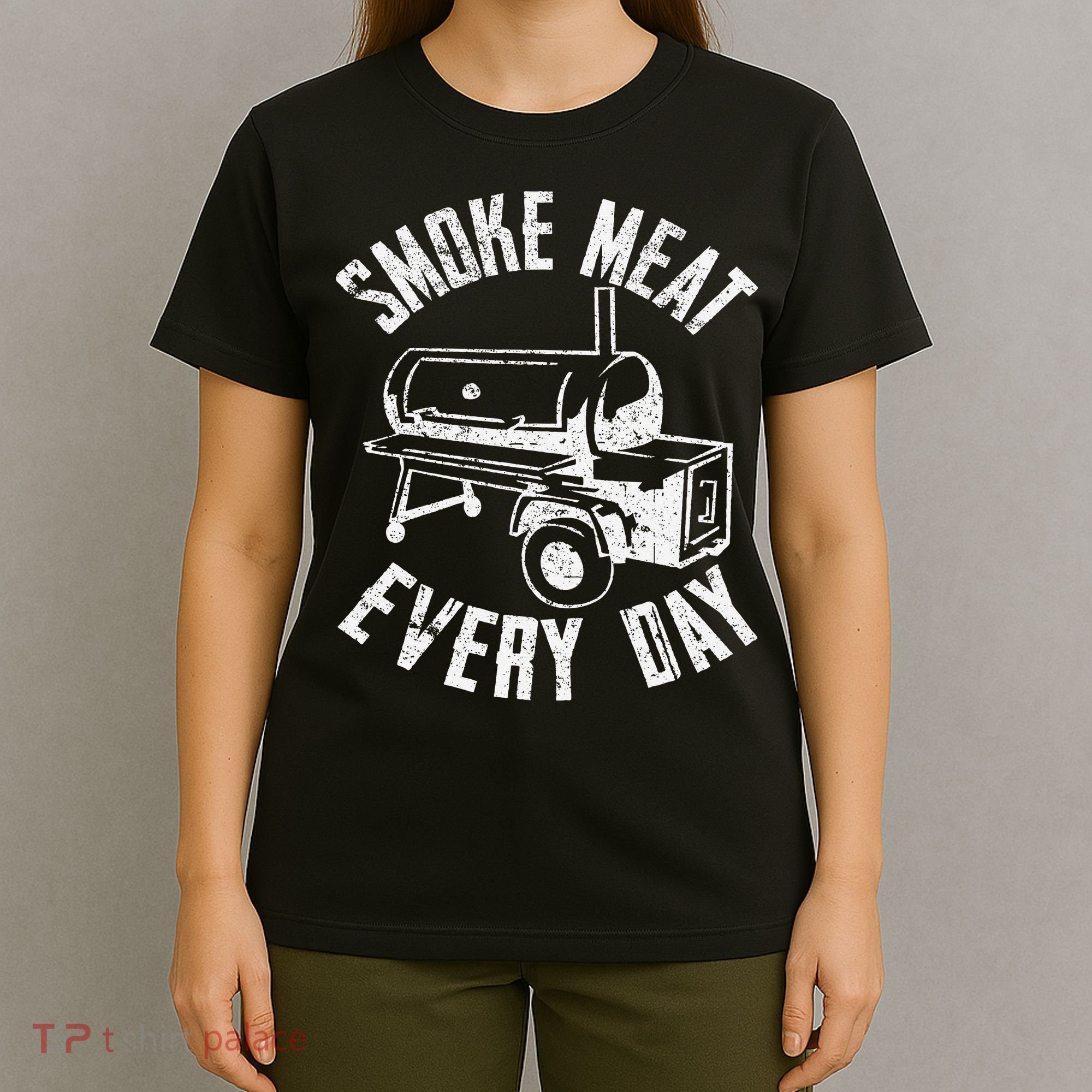 Vintage Retro Smoke Meat Everyday Funny BBQ Smoker Grilling T-Shirt
