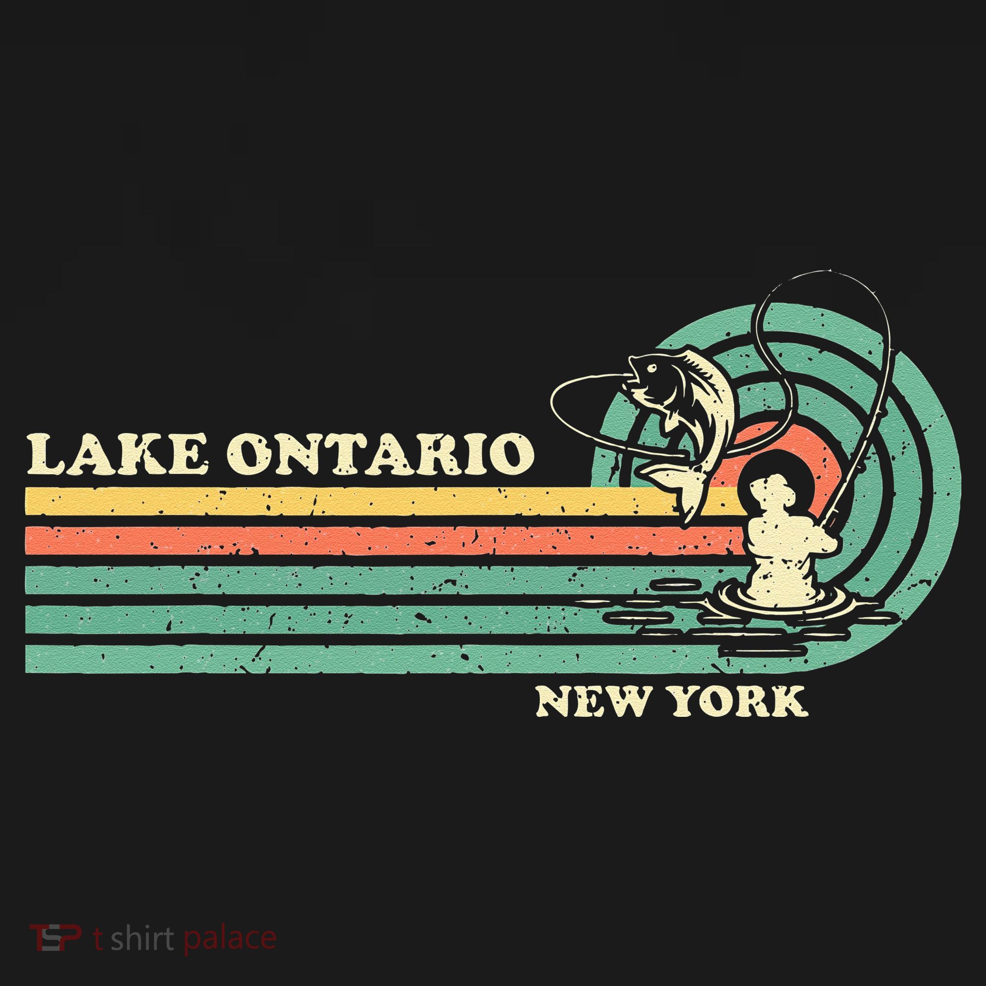 Vintage Retro Summer Fishing New York Ontario Lake T-Shirt