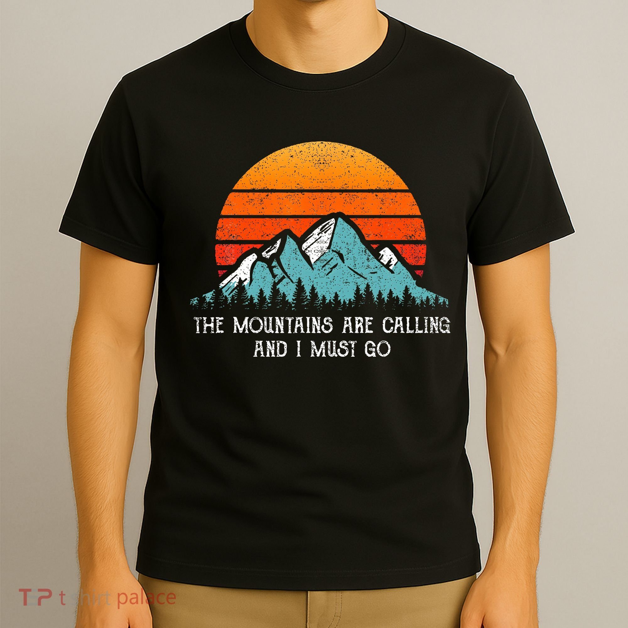 Vintage Retro Sun The Mountains Are Calling & I Must Go T-Shirt