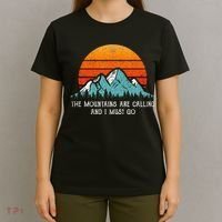 Vintage Retro Sun The Mountains Are Calling & I Must Go T-Shirt thumb 4