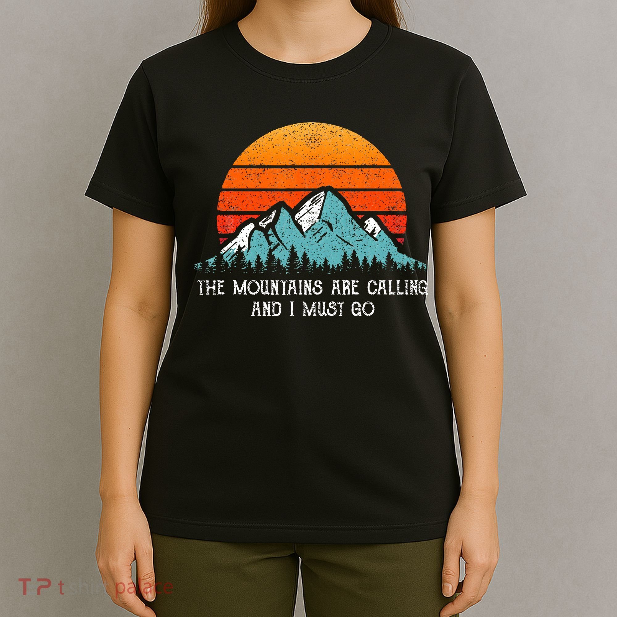 Vintage Retro Sun The Mountains Are Calling & I Must Go T-Shirt