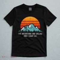 Vintage Retro Sun The Mountains Are Calling & I Must Go T-Shirt thumb 5