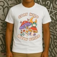 Vintage Retro Stay Wild Moon Child Frog Mushroom Hippie T-Shirt thumb 3