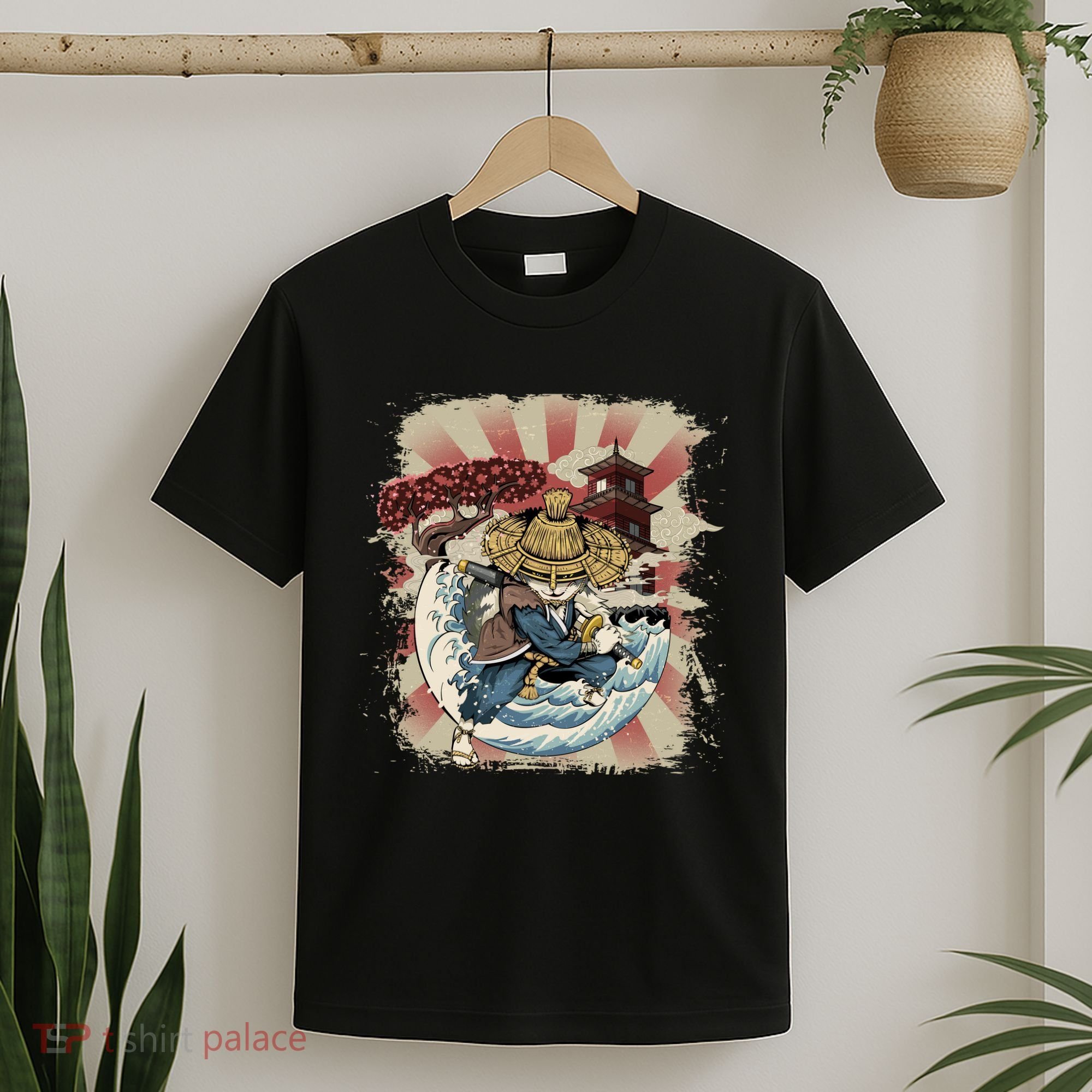 Vintage Retro Samurai Cat Neko T-Shirt