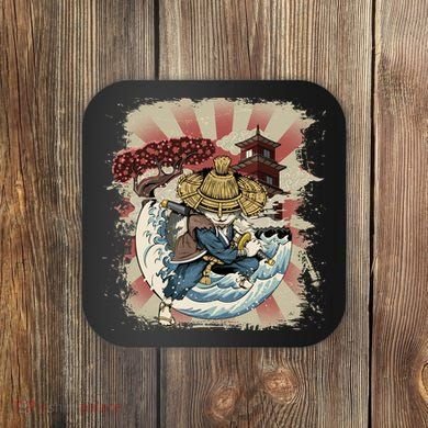 Vintage Retro Samurai Cat Neko Coaster