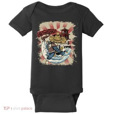 Vintage Retro Samurai Cat Neko Baby Bodysuit