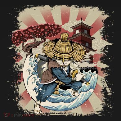 Vintage Retro Samurai Cat Neko Cropped Pullover Crew