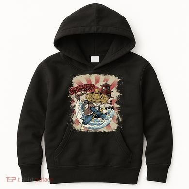 Vintage Retro Samurai Cat Neko Kids Hoodie