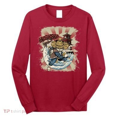 Vintage Retro Samurai Cat Neko Long Sleeve Shirt