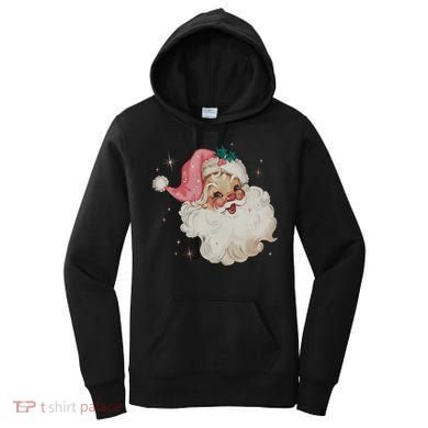Vintage Retro Santa Christmas Pink Hat Women's Hoodie