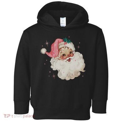 Vintage Retro Santa Christmas Pink Hat Toddler Hoodie