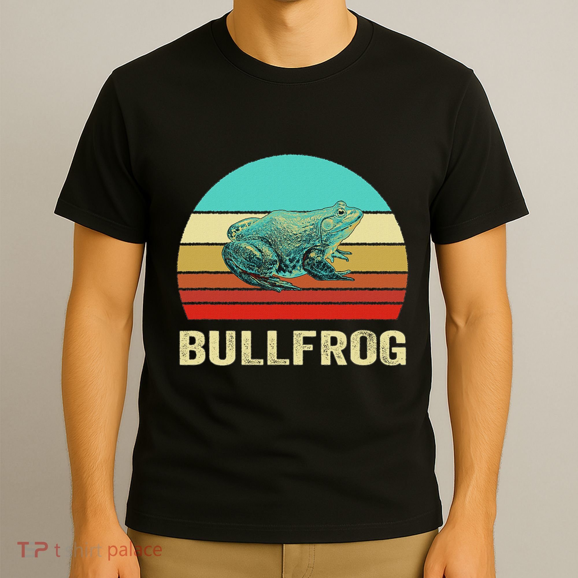 Vintage Retro Style Sunset Bullfrog T-Shirt