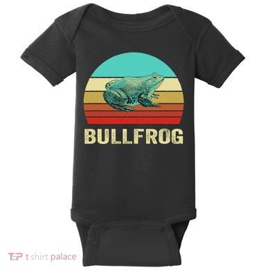Vintage Retro Style Sunset Bullfrog Baby Bodysuit