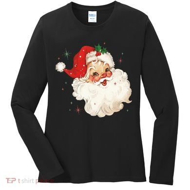 Vintage Retro Santa Christmas Women's Long Sleeve Shirt