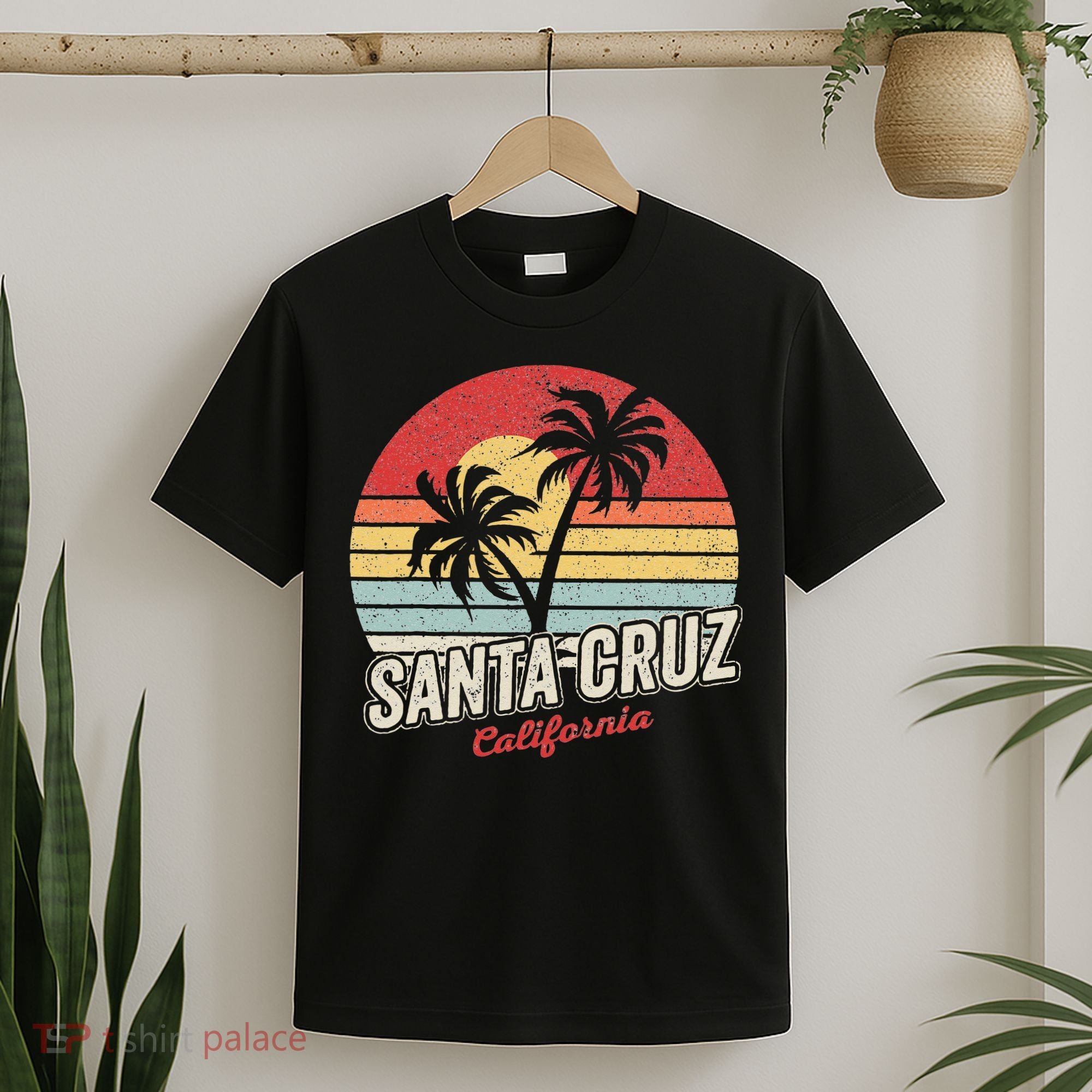 Vintage Retro Santa Cruz California Beach Sunset T-Shirt