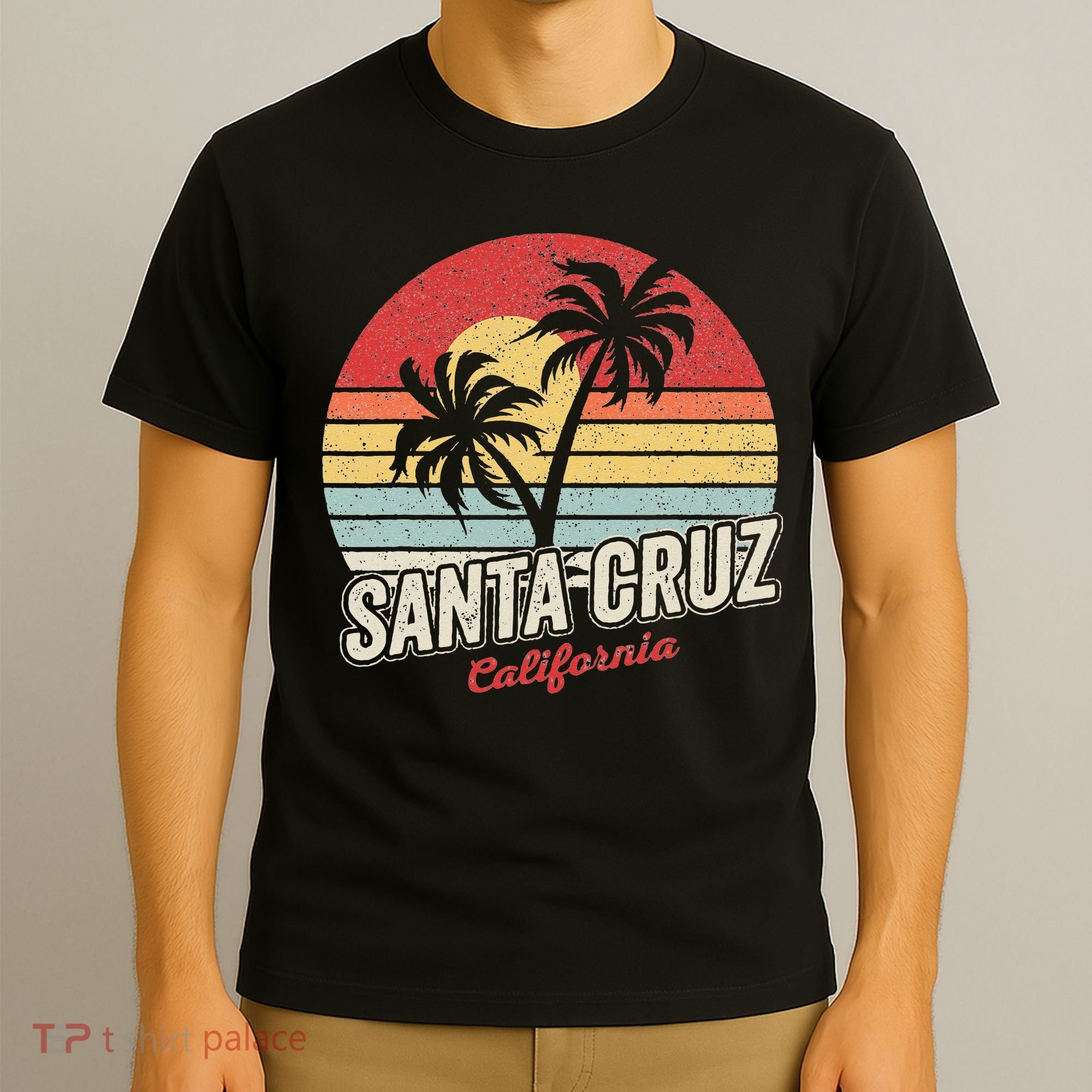 Vintage Retro Santa Cruz California Beach Sunset T-Shirt