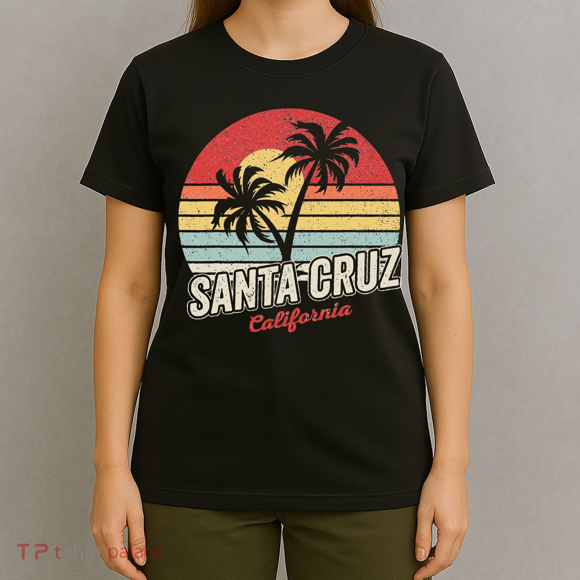 Vintage Retro Santa Cruz California Beach Sunset T-Shirt