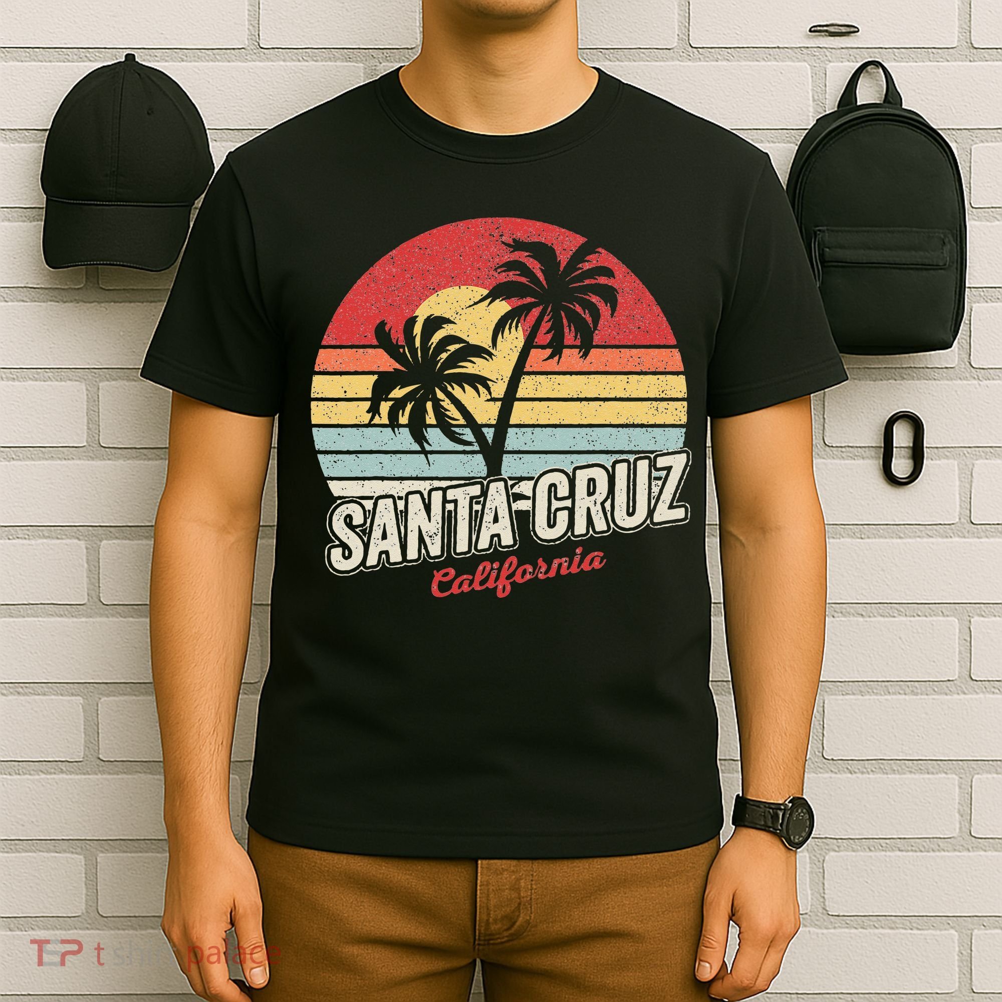 Vintage Retro Santa Cruz California Beach Sunset T-Shirt