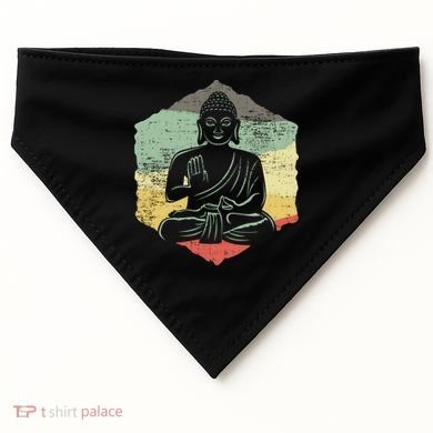 Vintage Retro Style Buddha Meditation Gift Design Idea Cool Gift USA-Made Doggie Bandana