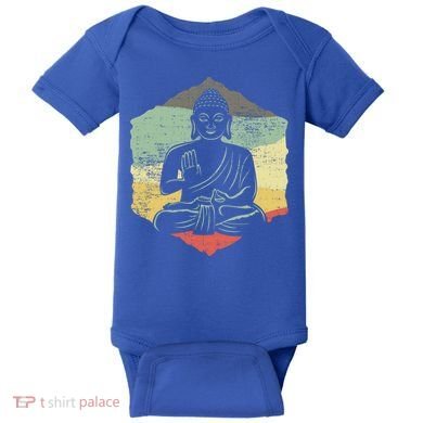 Vintage Retro Style Buddha Meditation Gift Design Idea Cool Gift Baby Bodysuit