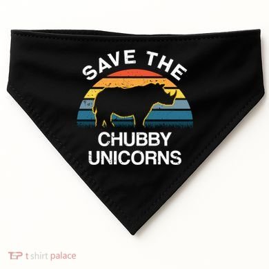 Vintage Retro Save The Chubby Unicorns Gift USA-Made Doggie Bandana