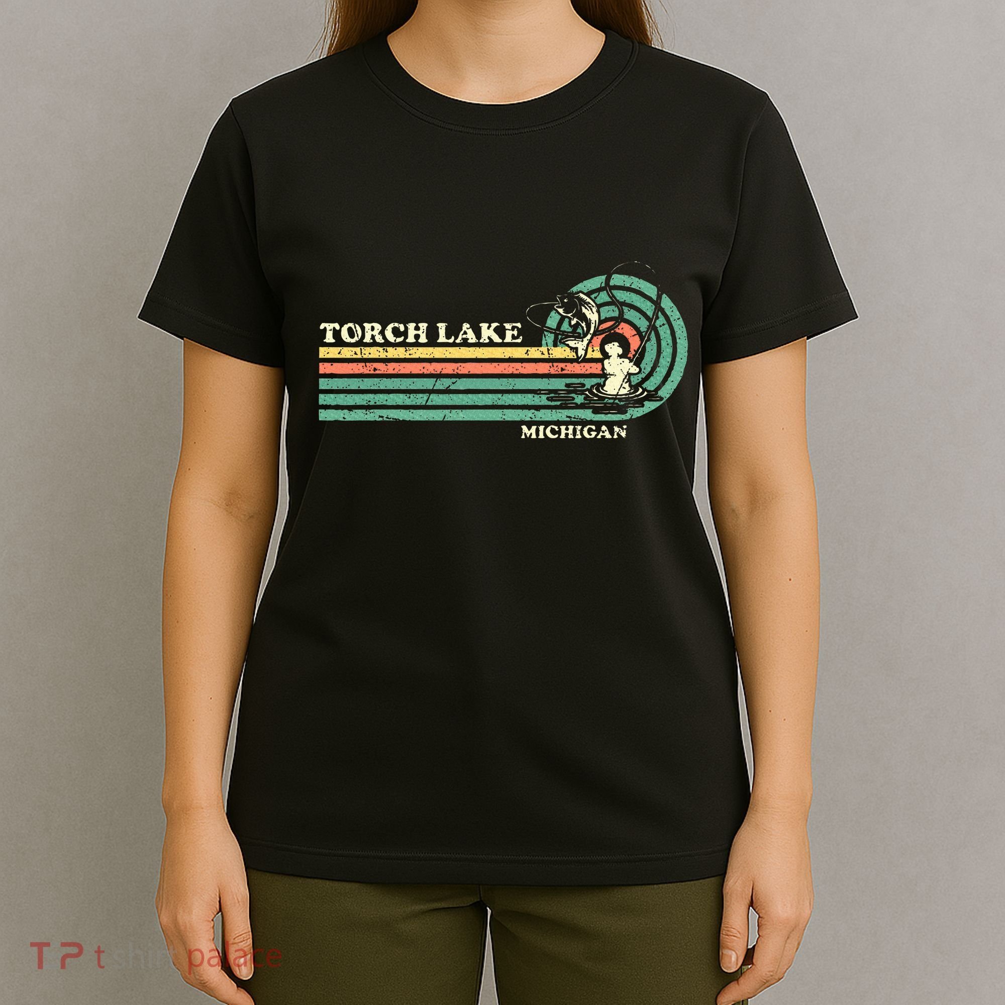 Vintage Retro Summer Fishing Michigan Torch Lake T-Shirt