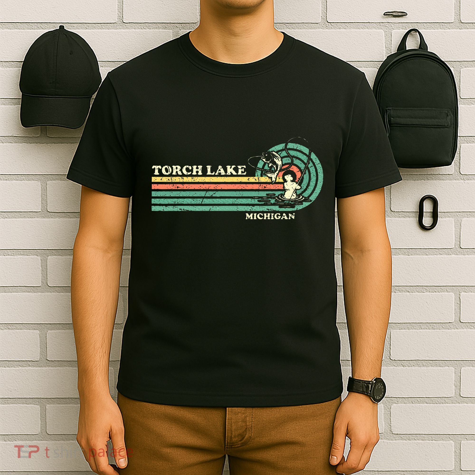 Vintage Retro Summer Fishing Michigan Torch Lake T-Shirt