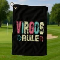 Virgos Rule September August Birthday Distressed Funny Gift Golf Towel thumb 1