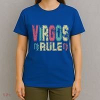 Virgos Rule September August Birthday Distressed Funny Gift T-Shirt thumb 4