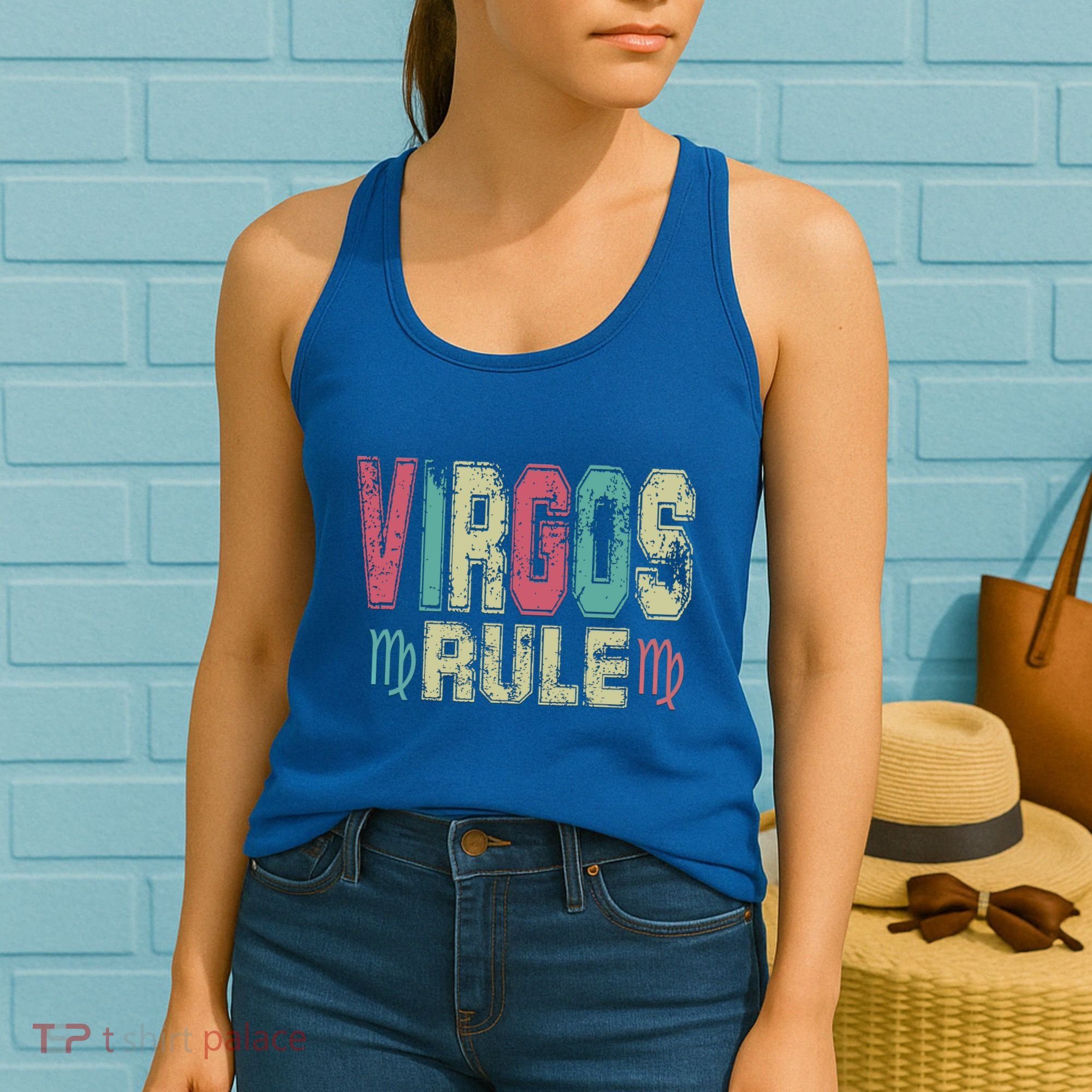 Virgos Rule September August Birthday Distressed Funny Gift Women's Tank Top