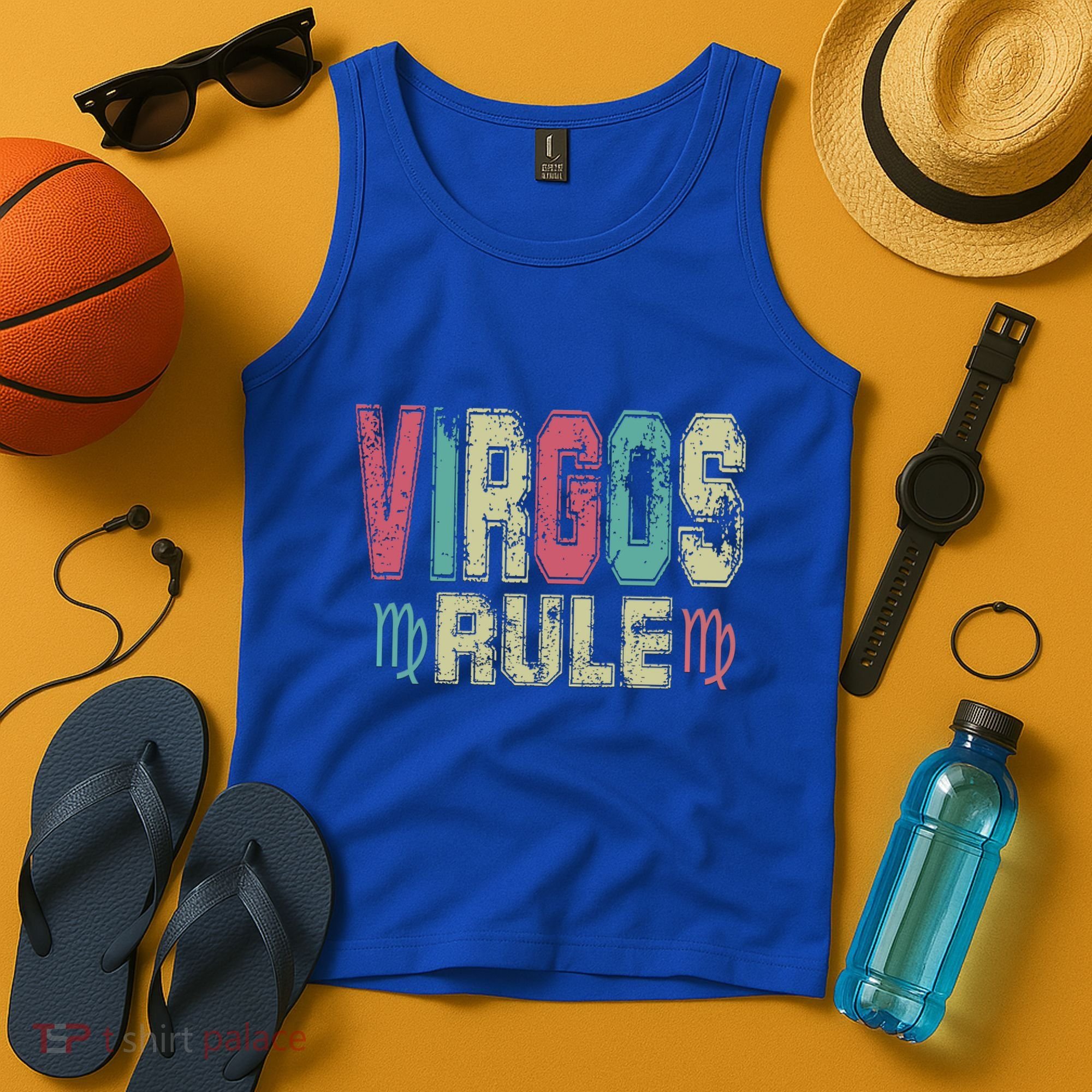 Virgos Rule September August Birthday Distressed Funny Gift Tank Top