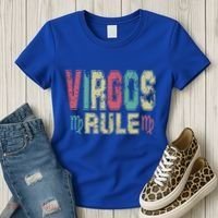 Virgos Rule September August Birthday Distressed Funny Gift Women's T-Shirt thumb 3