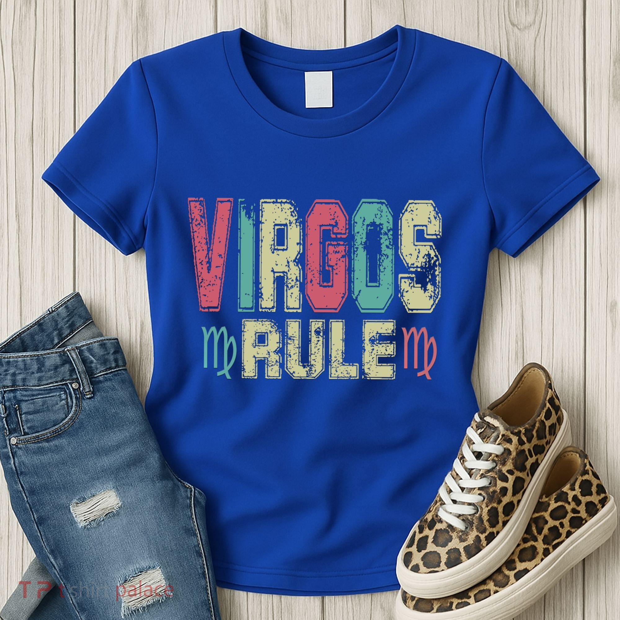 Virgos Rule September August Birthday Distressed Funny Gift Women's T-Shirt