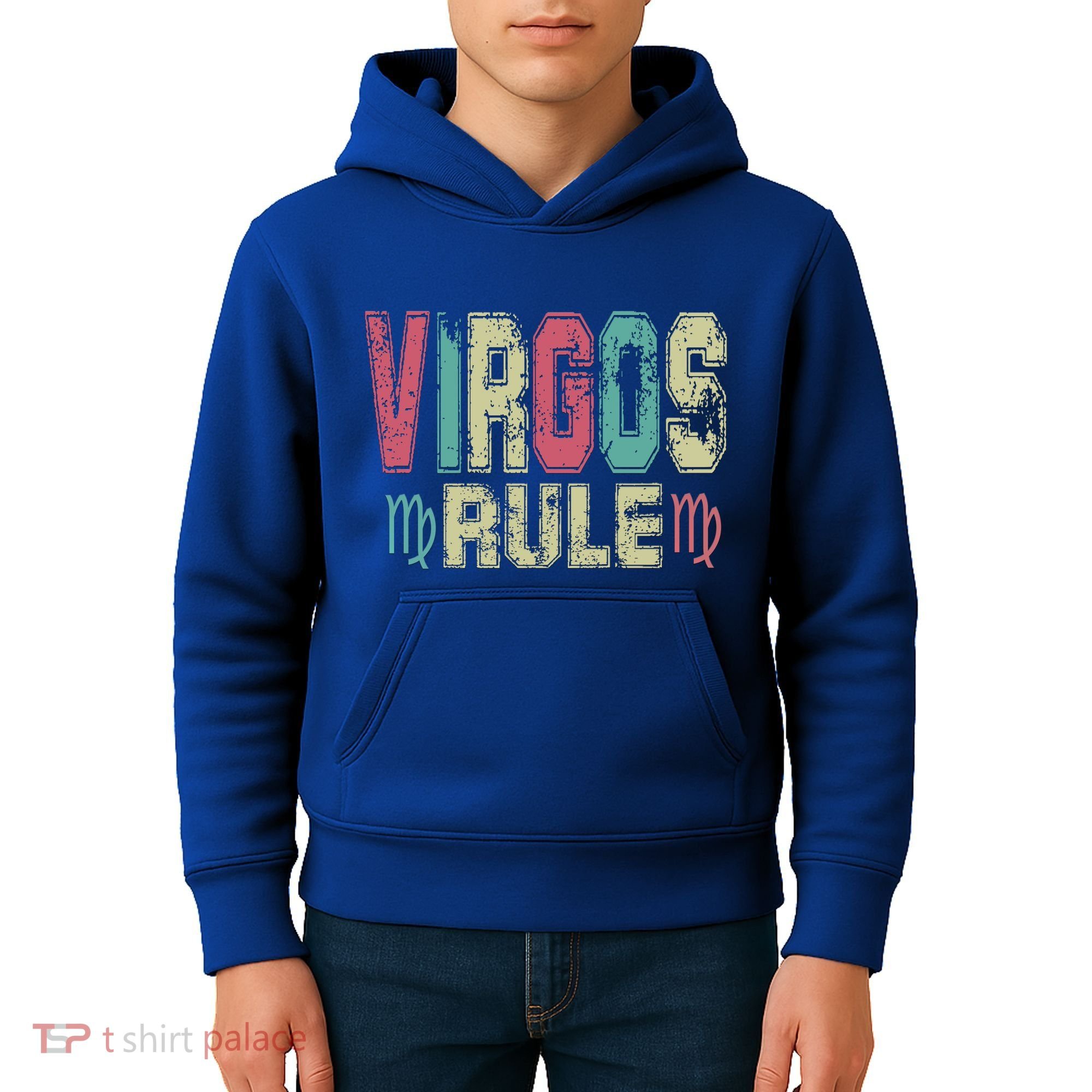Virgos Rule September August Birthday Distressed Funny Gift Kids Hoodie