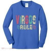 Virgos Rule September August Birthday Distressed Funny Gift Kids Long Sleeve Shirt thumb 0