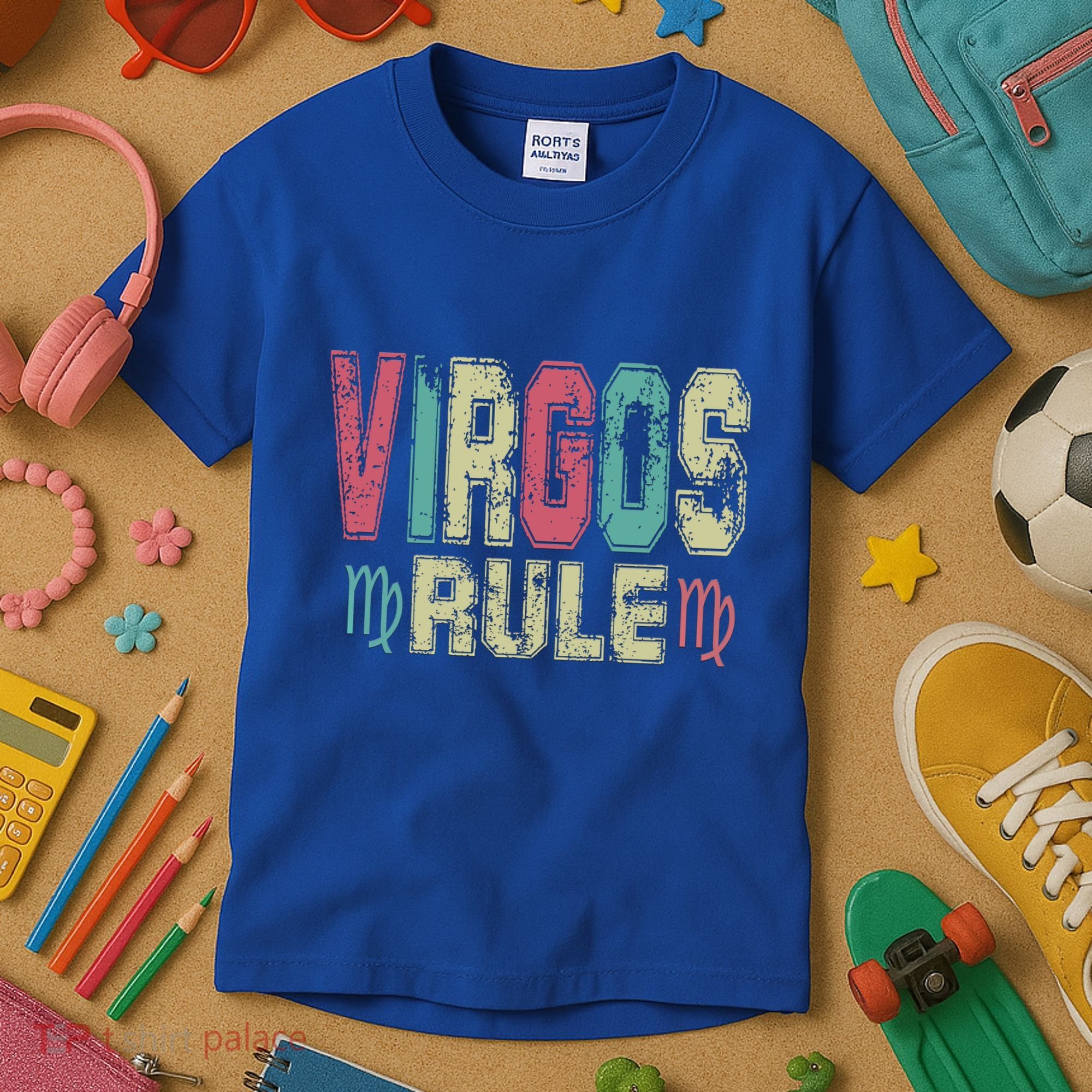 Virgos Rule September August Birthday Distressed Funny Gift Kids T-Shirt