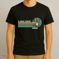 Vintage Retro Summer Fishing Ohio Erie Lake T-Shirt thumb 3
