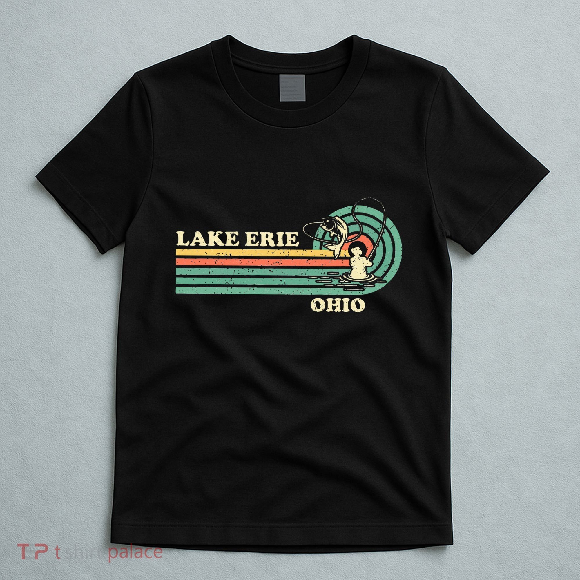 Vintage Retro Summer Fishing Ohio Erie Lake T-Shirt