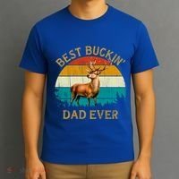 Vintage Retro Style Whitetailed Deer Best Buckin Dad Ever Great Gift T-Shirt thumb 3