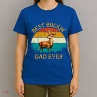 Vintage Retro Style Whitetailed Deer Best Buckin Dad Ever Great Gift T-Shirt thumb 4