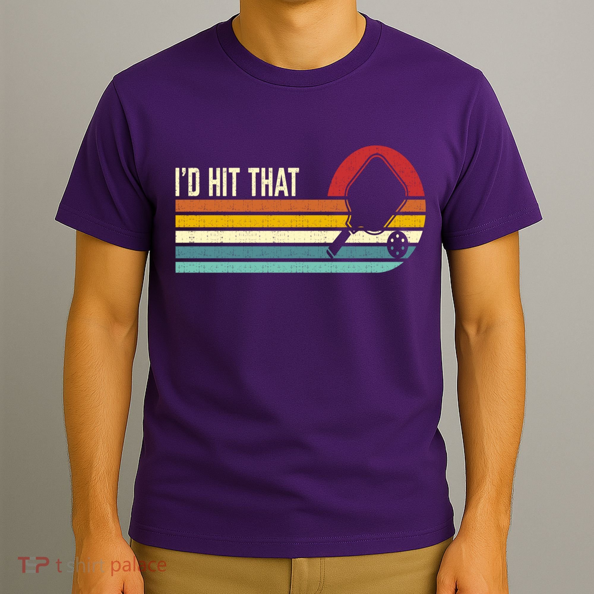 Vintage Retro Sunset Paddle I'd Hit That Pickleball Players T-Shirt